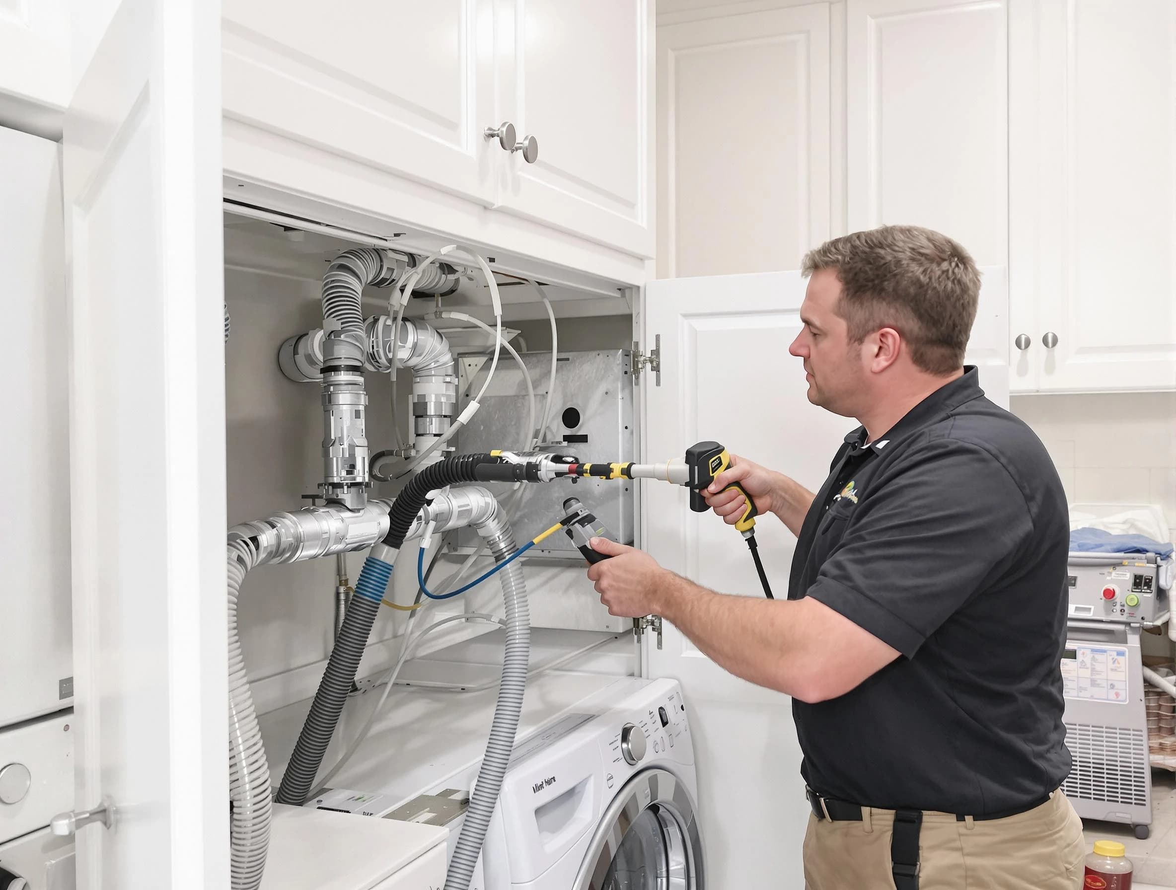 Applewood Dryer Vent Cleaning professional removing severe blockage from a clogged dryer vent in Applewood